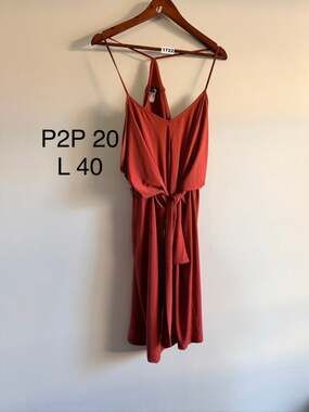 Venus Tie Waist Dress M Rust Jersey Midi Strappy Drape Fall Wedding Guest